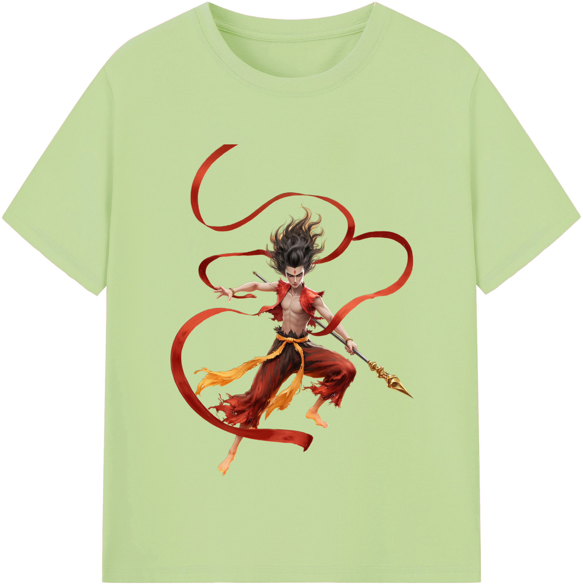 （画像用） Ne Zha 2 ナタ 魔童の大暴れ 綿100％半袖Tシャツ（フロントプリント）
